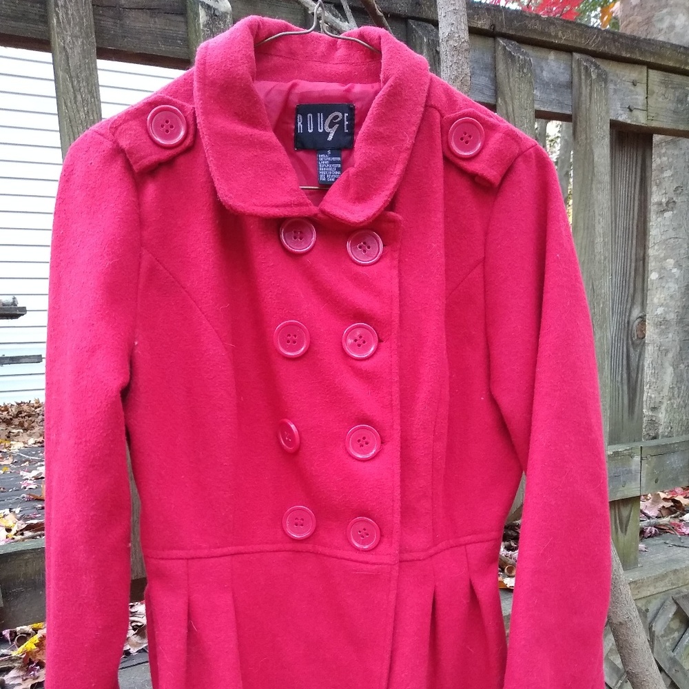 Women's Rouge red pea coat